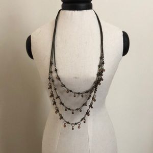 3 tiered brown beaded necklace